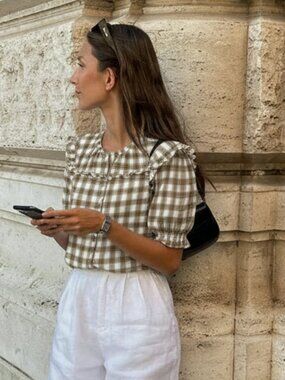 Rare LOLA AUSTRALIA Puff Sleeve Button Blouse